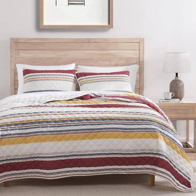 Indigo Hill by HiEnd Accents Mystic Stripe 100% Cotton Printed Gauze 3 Piece Quilt Set