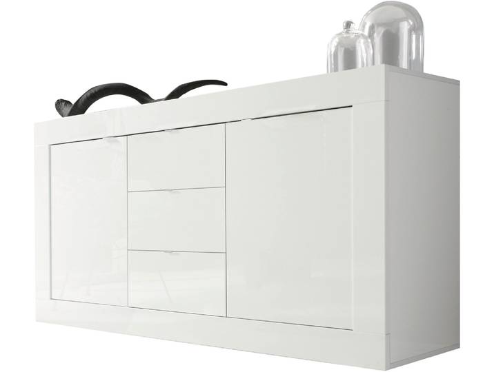Sideboard HOME AFFAIRE Basic , weiss (weiß hochglanz lack), B:160cm H:86cm T:43cm, Sideboards, Sideboard, Breite 160 cm, 2 Türen 3 Schubkästen