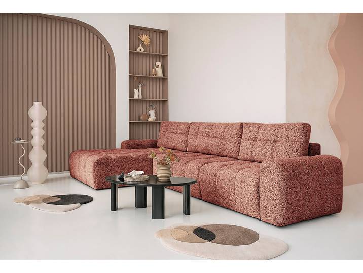 Ecksofa mit Schlaffunktion 364 cm Rot Strukturstoff Purna 364 x 94 x 184cm Ausrichtung links Modern