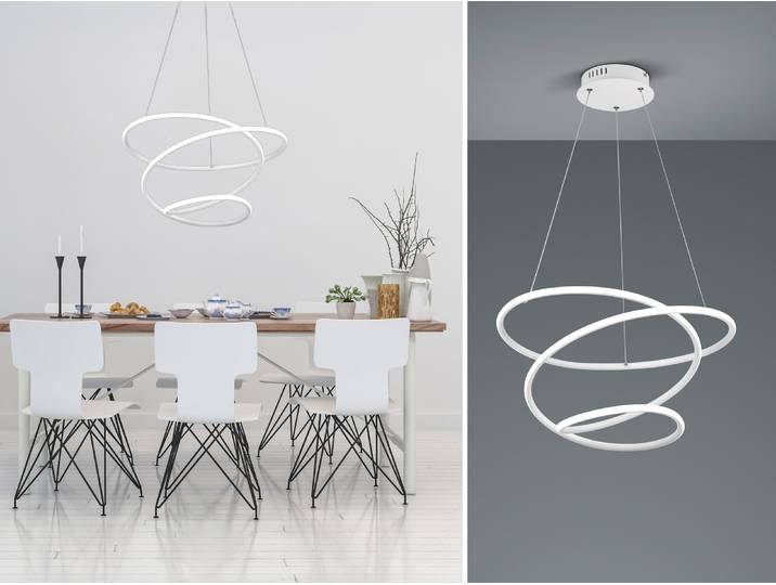 LED Pendelleuchte Bologna Metall Weiß matt 3 Stufen Dimmer Ø50cm