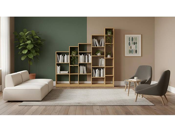 Étagère à escaliers sur mesure Placage de bois Chêne huilé