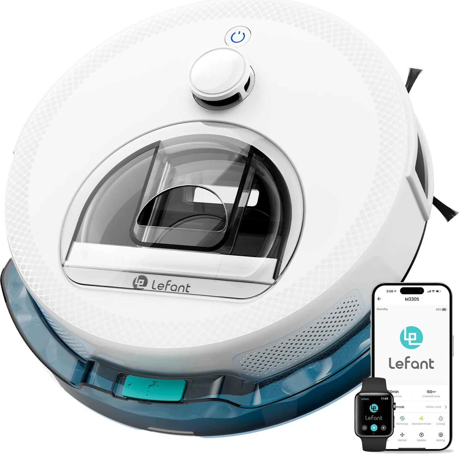 Saugroboter und Wischroboter - M330S - 5000 Pa Saugkraft - LDS LiDAR-Navigation - WLAN 5G App & Sprachsteuerung - 160 min Laufzeit - 200 ml Wassertank