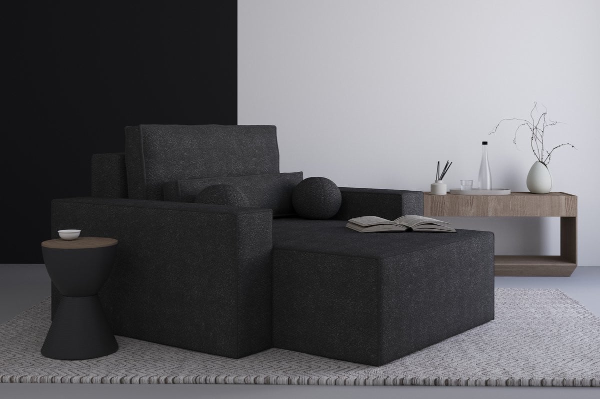 Denver chaise longue in bouclé - Zwart - Anthology 19