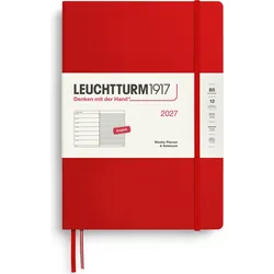 Leuchtturm 1917 Wochenplaner und Notizbuch liniert Hardcover 2027 EN B5, rot