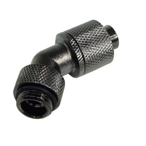 Aquatuning 13/10mm (10x1,5mm) Anschraubtülle 45° drehbar G1/4 - gerändelt - schwarz nickel