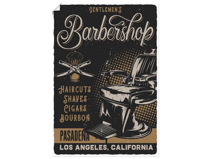 Wandbild ARTLAND Barbershop Plakat , schwarz (farbe bild(er): braun), B:70cm H:100cm, Bilder, Wandbild, als Alubild, Leinwandbild, Poster, Wandaufkleber in verschied. Grössen