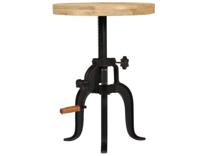 MNCVXAXG Beistelltisch 45 x (45-62) cm aus massivem Mangoholz und Gusseisen Höhenverstellbar 45-62 cm, polierte und lackierte Oberfläche, pulverbeschichtetes Gusseisen, einzigartige Maserung