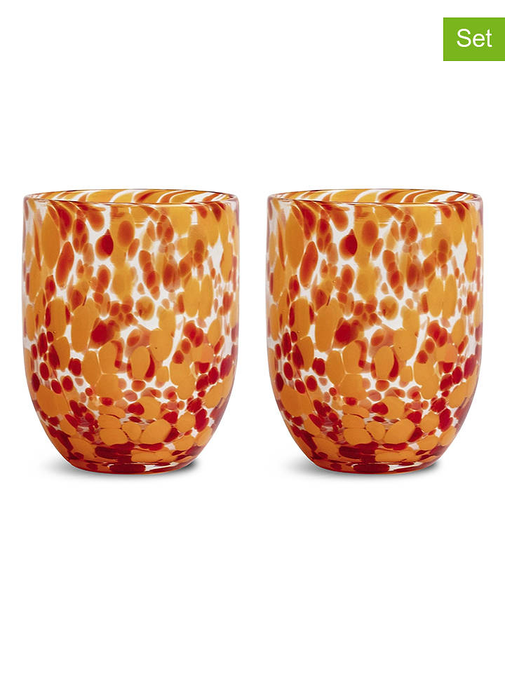 Byon 2er-Set: Trinkgläser "Messy" in Orange - 300 ml - onesize