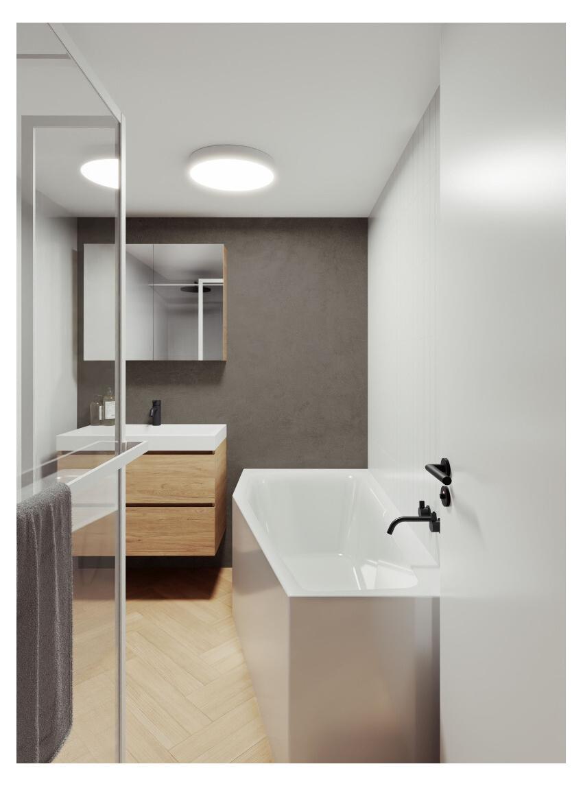 RIHO Rethink Space Eck-Badewanne, Version links, Plug&Play-Variante, Einbau, mit Ab- und Überlaufgarnitur, 1-Sitzer, weiß, B112005005