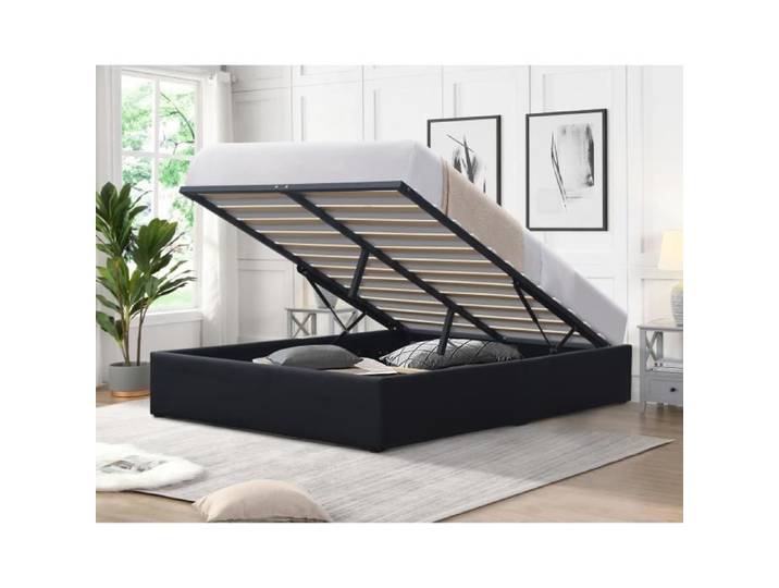 Lit Coffre LORIS 180x200 noir Sommier inclus design contemporain
