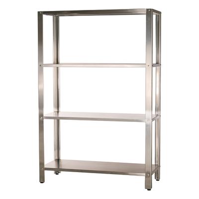Romux® Edelstahlregal mit 4 Regal Glatten 800x500x1800 mm | Metallregal für Küche mit 4 Böden | Metallregale für Gastronomie