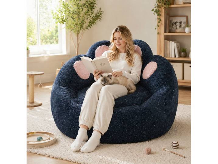 VUZINIC Sitzsack Süßer Katzenpfoten‑Sitzsack, glitzerndes Plüsch‑Bodensofa (1 St), rutschfest, montagefrei für Schlaf‑, Wohnzimmer & Studentenwohnheim