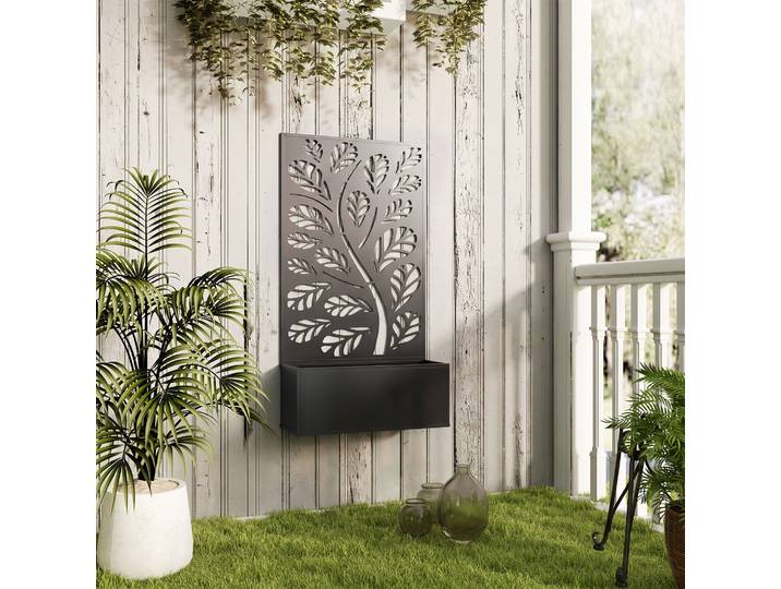 Outsunny Jardinière Treillis Métal Noir 61x23x113 cm Plantes Grimpantes
