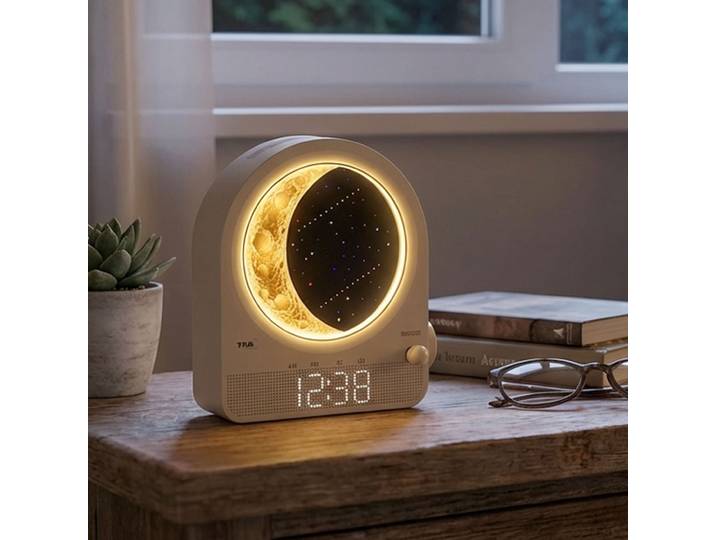 Digitaler Wecker & Mondlampe, Meteorsimulation, 10 Geräusche