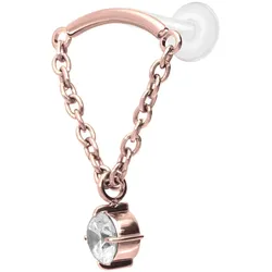 PTFE Labret mit Innengewinde + Titan-Aufsatz BOGEN + KETTE + KRISTALL