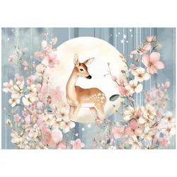 FOTOTAPETE Kinderzimmer Mädchen Tiere Blumen 350x250