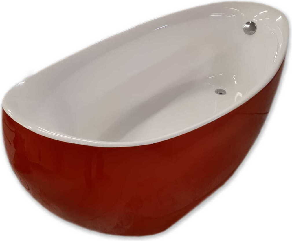 Freistehende Badewanne, 170 cm, Acryl, Klick-Klack + Siphon, weiß/rot, GIANNA
