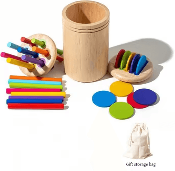 Inspire Picks Montessori Wooden Color Sorting & Shape Matching Puzzle For Toddlers 2 In1