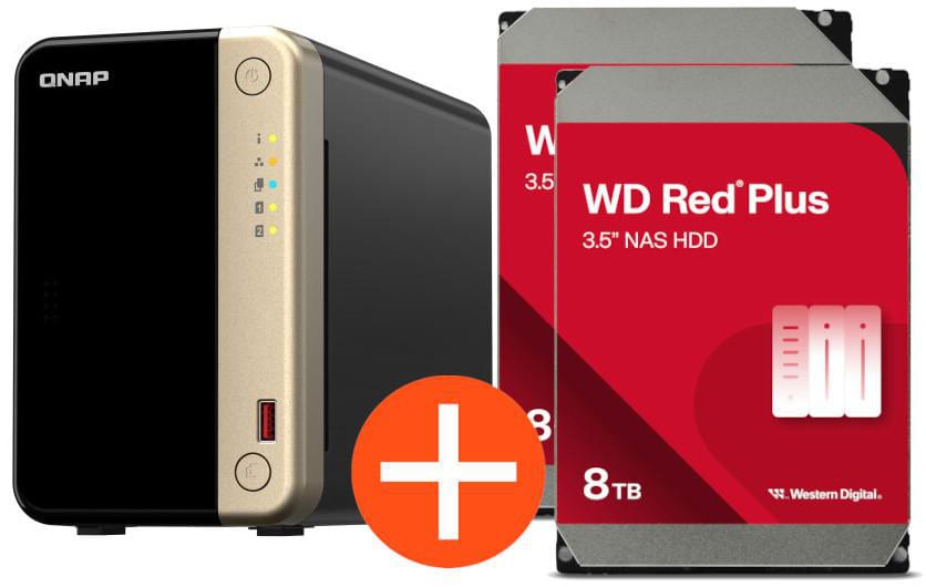 QNAP TS-264-8G NAS System 2-Bay 16TB inkl. 2x 8TB WD Red Plus WD80EFPX