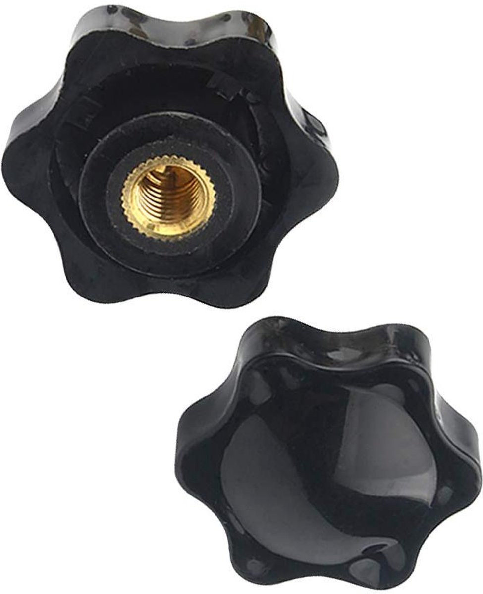 Ster Knop Bevestiging Zwart - Handvat Duimschroef voor Mechanische Apparatuur - M4 tot M10