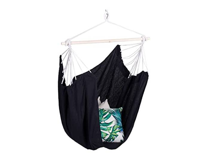 Relaxdays Hamac\, Coton\, siège Suspendu pour intérieur & extérieur\, 150 kg\, Enfants & Adultes\, Noir
