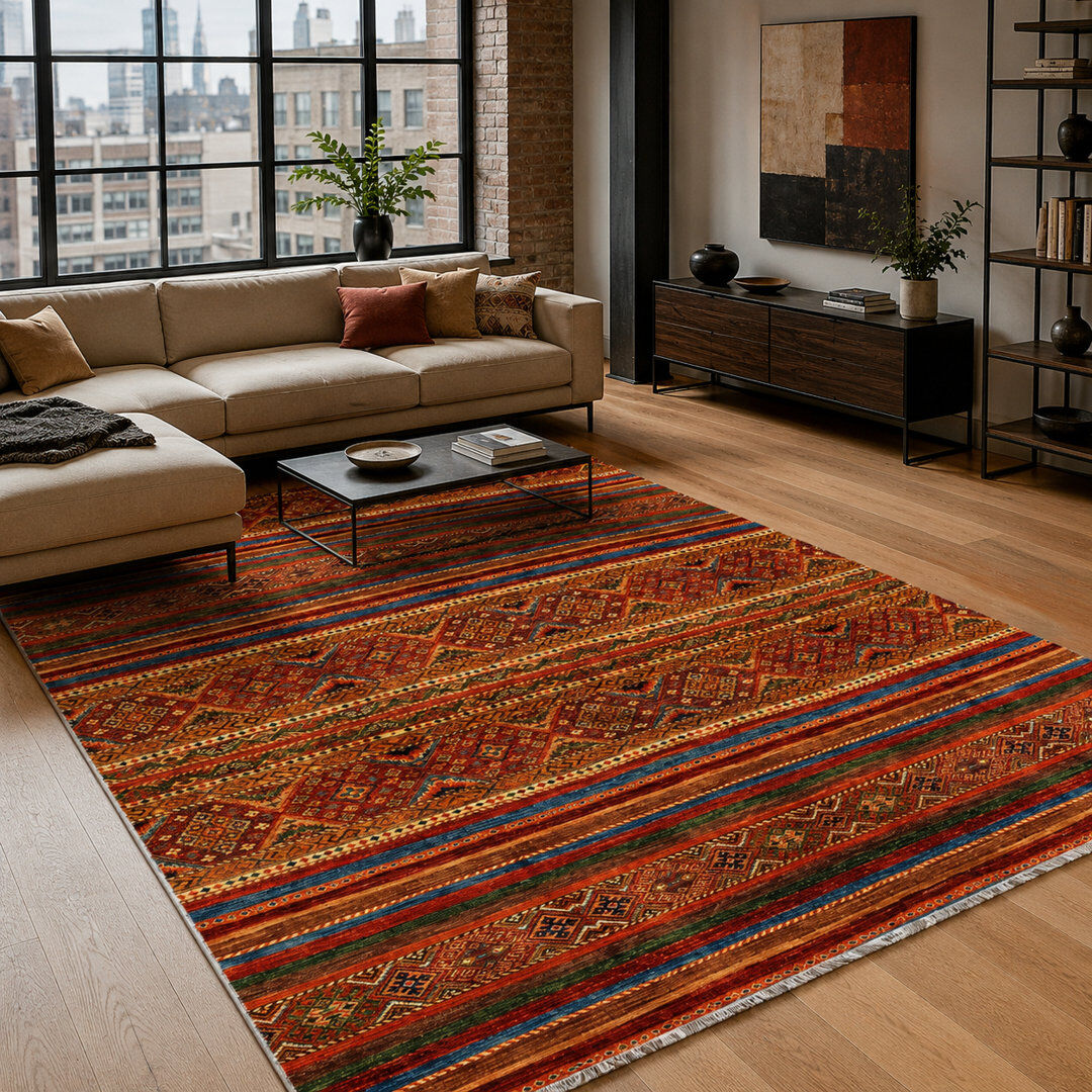 World Menagerie Vintage Look Flatweave Area Rug Garnet 200 x 300 cm