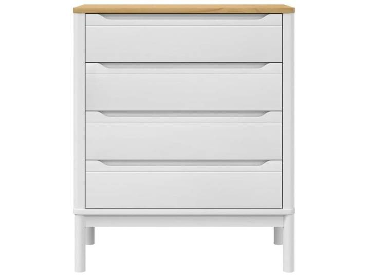 Commode - SALALIS - FLORO - Bois de pin massif - 4 tiroirs - Blanc