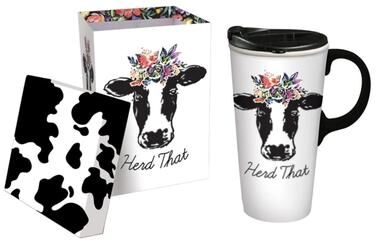 Evergreen Herd That 17 fl. oz. Ceramic Travel Cup w/ Tritan Lid and Matching Gift Box