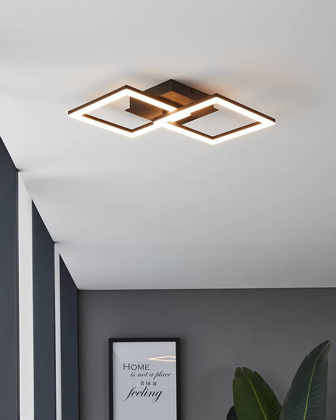 Eglo Plafondlamp Paranday-Z Zigbee zwart met metaal en kunststof B: 52,3 cm, D: 6,75 cm, H: 31 cm