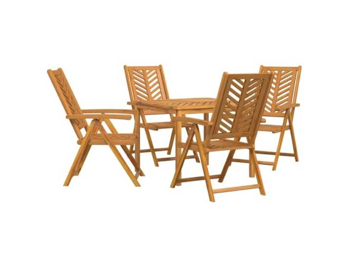 HKQWPBF Garten Essgruppe 5 STK. Braun Massivholz Akazie Akazienholz,geölte Oberfläche,Feuchtigkeitsschutz,Rückenlehne,Armlehnen,stabile Beine,glatte Tischplatte,Terrasse
