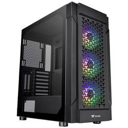 Thermaltake CA-1W2-00M1WN-01 Midi-Tower PC-Gehäuse Schwarz 3 Vorinstallierte LED Lüfter, LCS Kompatibel, Seitenfenster, Für DIY Wasserkühlung geeignet, Für AIO
