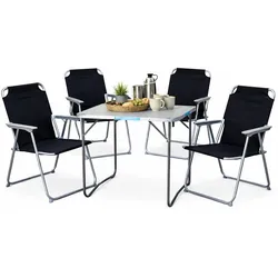 5-teiliges Campingmöbel Set Alu L80xB60xH68cm Schwarz