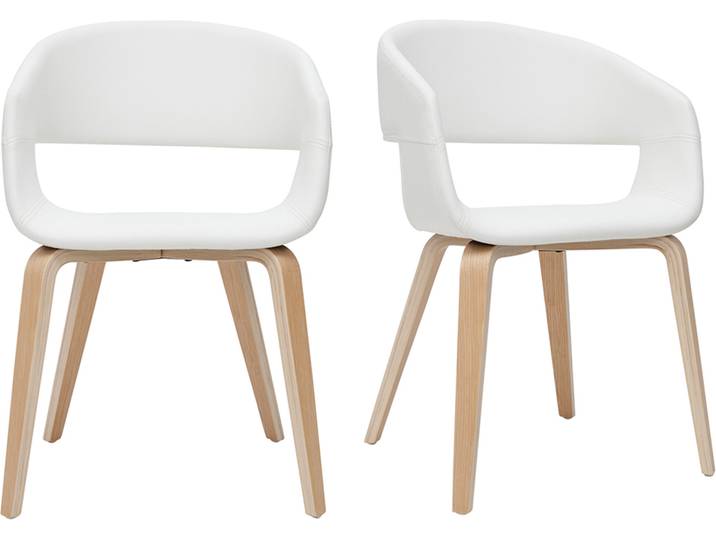 Chaises design blanc et bois clair (lot de 2) SLAM