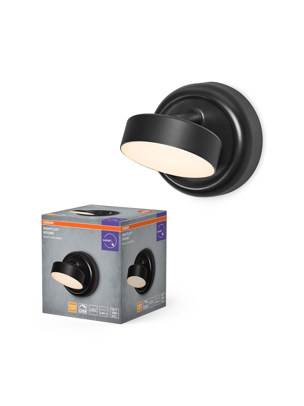 Osram Nightlux Round 830 dim USB black