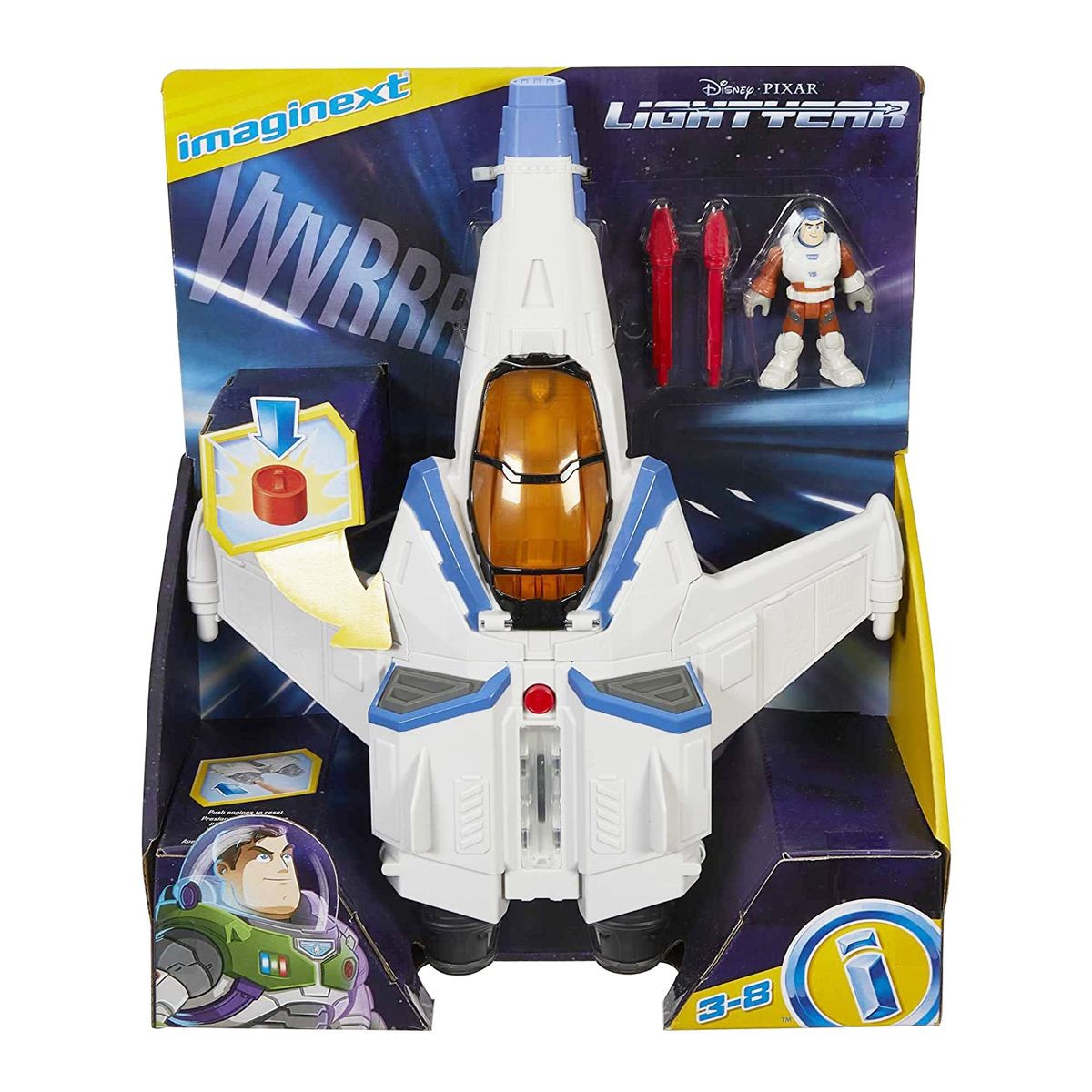 Mattel Imaginext Disney en Pixar Lightyear XL ruimteschip met licht- en geluidseffecten
