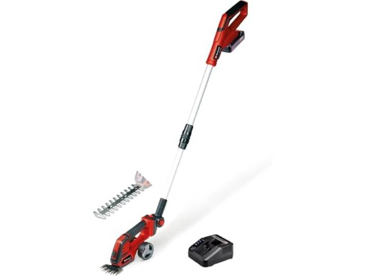 Einhell Akku-Gras- und Strauchschere GE-CG 18/100 Li T Kit PXC 18 V Teleskopstiel Grasmesser 100 mm Strauchmesser 200 mm inkl. 2,5 Ah & Ladegerät