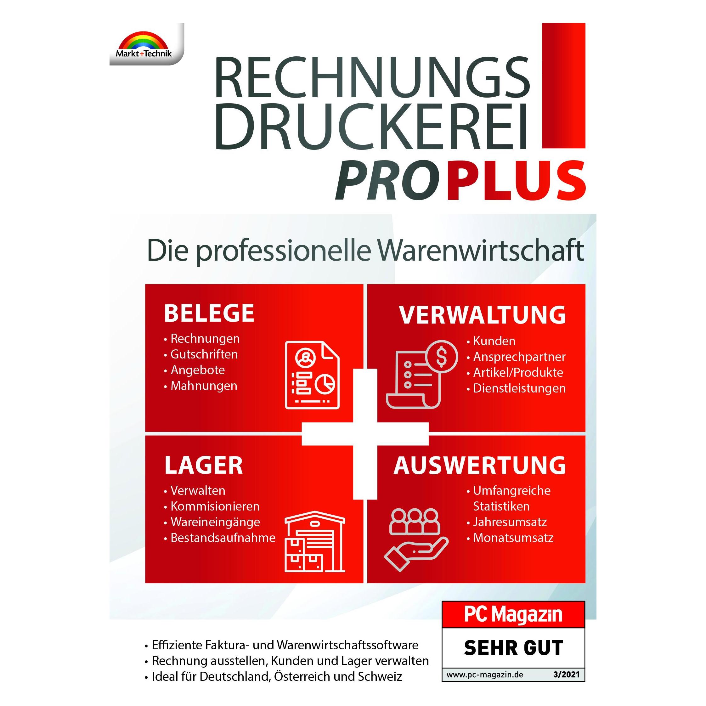 Markt + Technik Rechnungsdruckerei Pro Plus Download Code (1 User, 1 Geräte/User, unbegrenzt) (90806)