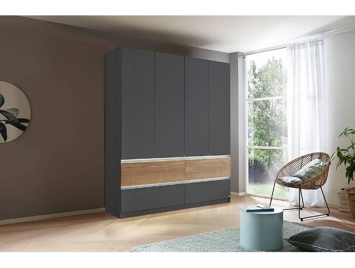 Drehtürenschrank Winnipeg 181cm mit Beleuchtung Grau/Graumetallic