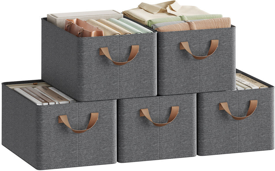 17 Stories Fabric Storage Tub & Tote Dark Grey 20cm H x 38cm W x 27cm D