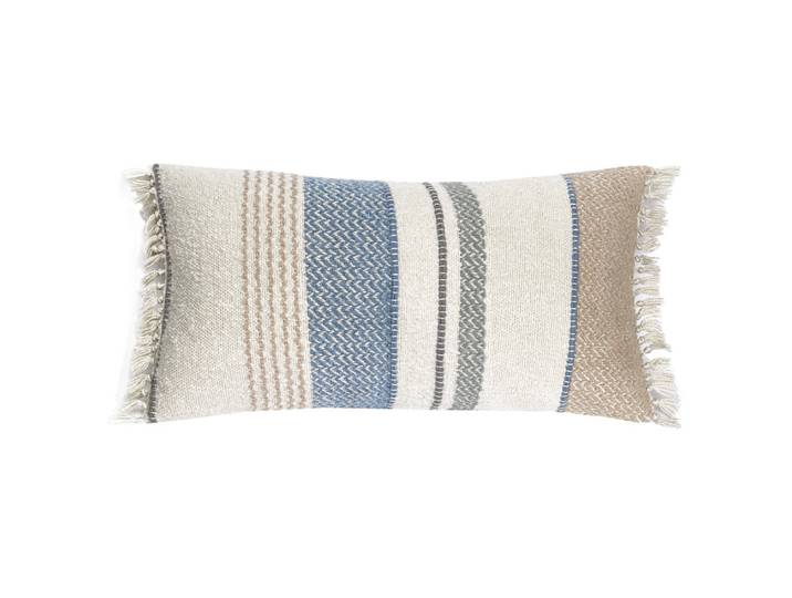 Multicolore boucle coussin laine et acrylique 37x70