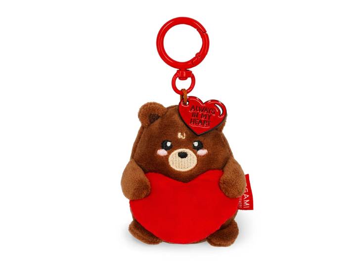 Legami Porte-clés en peluche, Super doux, Mini, Ours en peluche toujours dans mon cœur, 11 cm