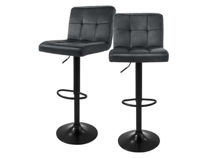 Ml-Design Barhocker Samt grau 2er Set, Grau, Metall, 50x112x45 cm, Esszimmer, Barmöbel, Barhocker