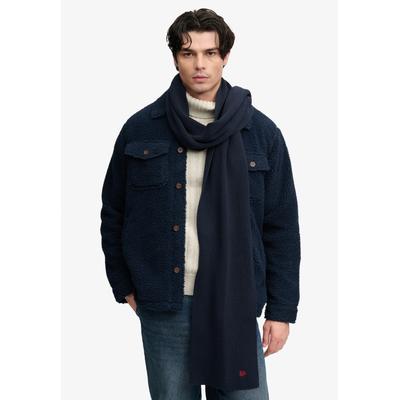 Strickschal SUPERDRY "SD LOGO KNITTED SCARF", Herren, blau (eclipse navy), Strick, Materialmix, unifarben, Modetücher, Materialmix, regular fit