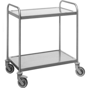 Köhler Servierwagen 27949, silber, aus Edelstahl, 2 Etagen, mit Feststellbremse, 58 x 97 x 87cm
