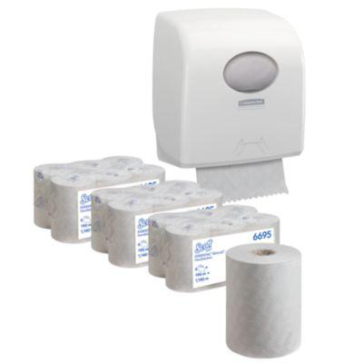 Sparset Scott® Essential™ Slimroll™ Rollenhandtücher 6695, 18 Rollen á 190 m + gratis Kimberly-Clark® Aquarius™ Slimroll™ Rollenhandtuchspender 7955, weiß