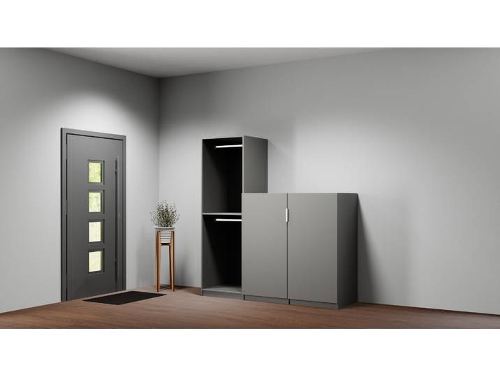Treppenkleiderschrank nach Maß - Stufenkommode mit vielen Optionen Premium Dekore Basaltgrau