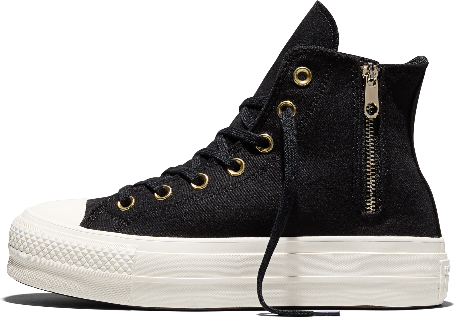 Sneaker CONVERSE "CHUCK TAYLOR ALL STAR PLATFORM LIFT ZIPPERS", Damen, Gr. 37,5, Synthetik, schwarz (schwarz, schwarz, egret), Textil, Schuhe Sneaker schwarz, schwarz, egret 37,5, Synthetik