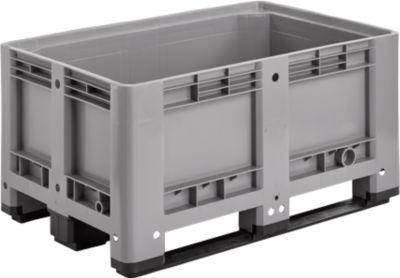 Industriebox, Euronorm, Volumen 330 l, bis 450 kg, stapelbar, mit 3 Kufen, geschlossen, L 1200 x B 800 x H 600 mm, Polyethylen, grau