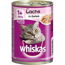 Whiskas 1+ in Gelee 400 Gramm Katzennassfutter 24 x 400 Gramm Lachs