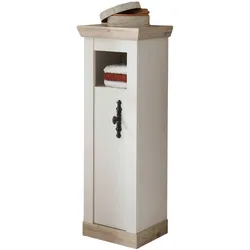 BAD-KOMMODE Pinie weiß, Oslo Pinie Landhaus, Badmöbel Midischrank, 42 x 120 cm